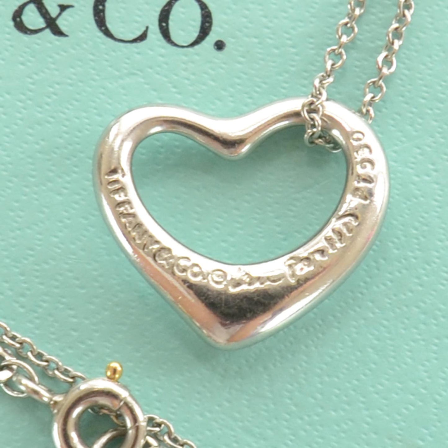 Platinum Diamond Elsa Peretti Open Heart Pendant Necklace