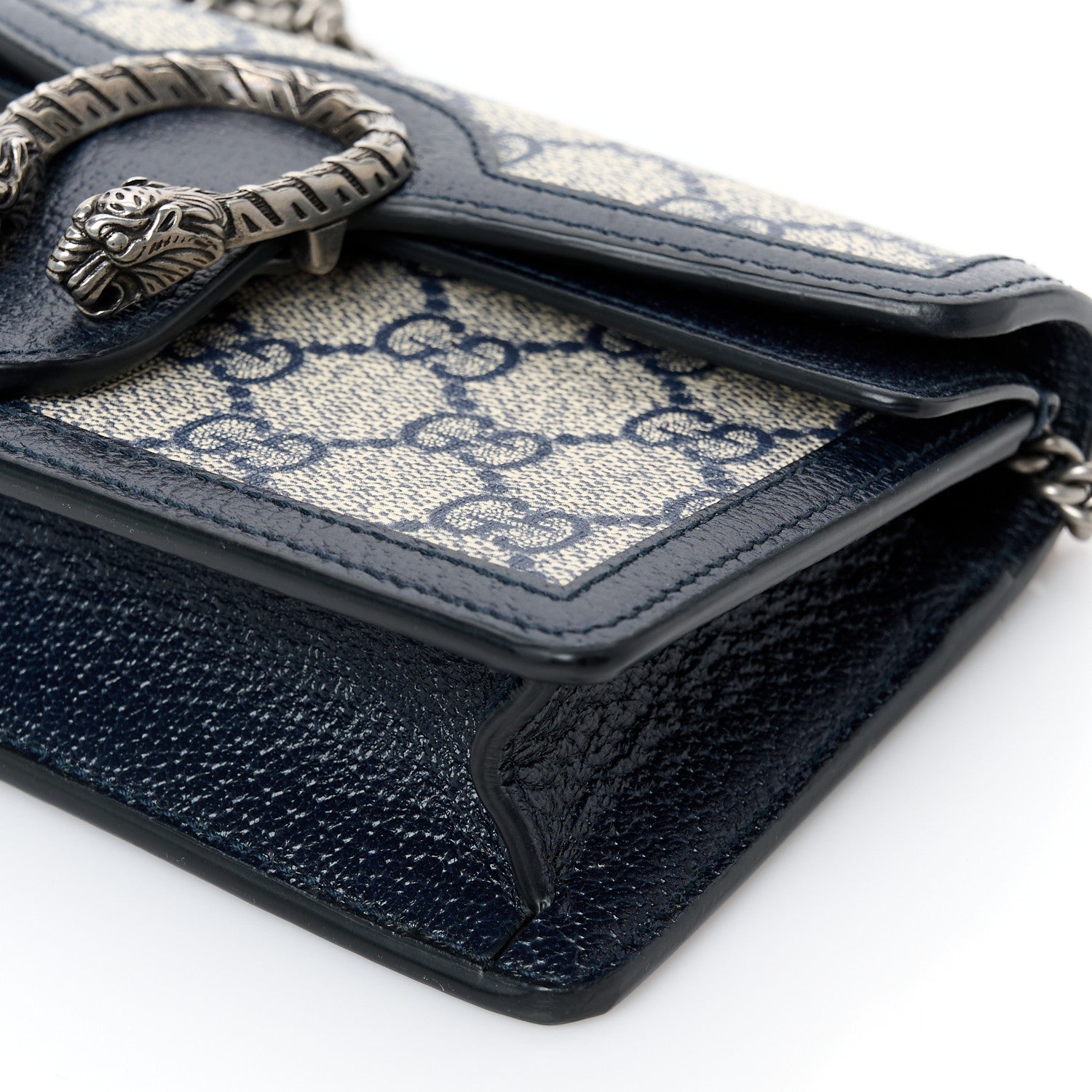 Gucci GG Supreme Monogram Textured Dollar Calfskin Super Mini Dionysus Shoulder Bag Beige Blue 10 of 11