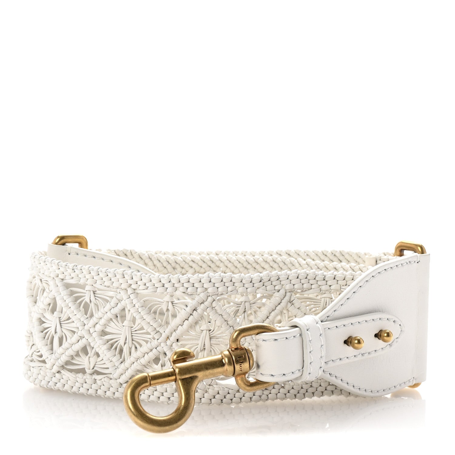Christian Dior Raffia Woven Shoulder Strap White 1 of 5