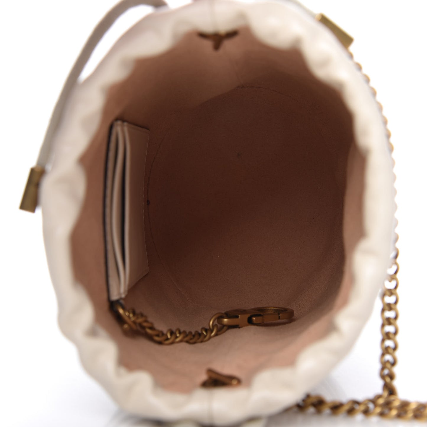 Calfskin Matelasse Mini GG Marmont 2.0 Bucket Bag White