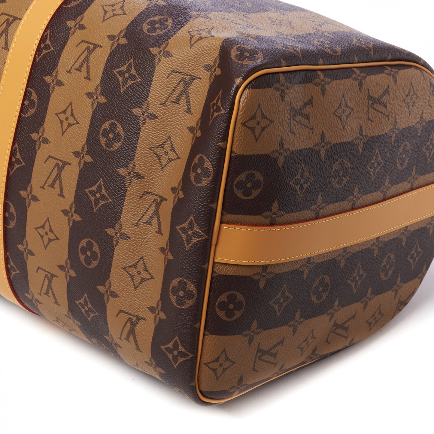 X NIGO Reverse Monogram Stripe Keepall Bandouliere 50 Brown