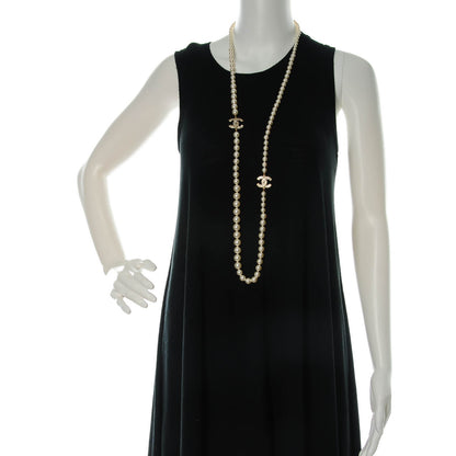 Chanel Baguette Crystal Pearl CC Long Necklace Gold 2 of 5