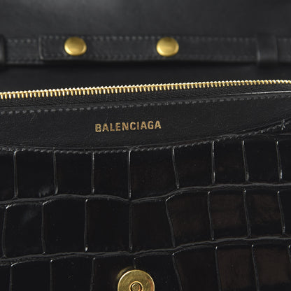 Balenciaga Crocodile Embossed Patent B Wallet On Chain Black 8 of 9