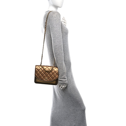 Chanel Metallic Calfskin Caviar Quilted Chain Handle Flap Gold 2 of 9