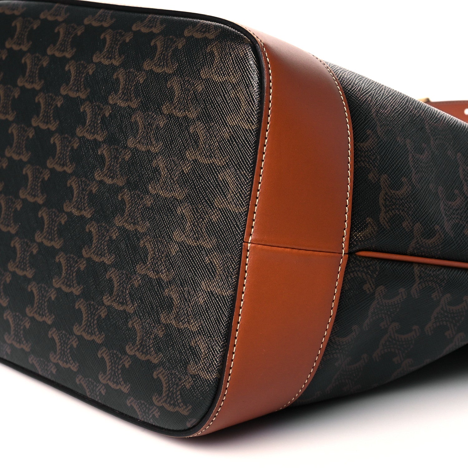 Celine Triomphe Canvas Calfskin Medium Bucket Bag Tan 9 of 10