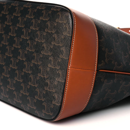 Celine Triomphe Canvas Calfskin Medium Bucket Bag Tan 9 of 10