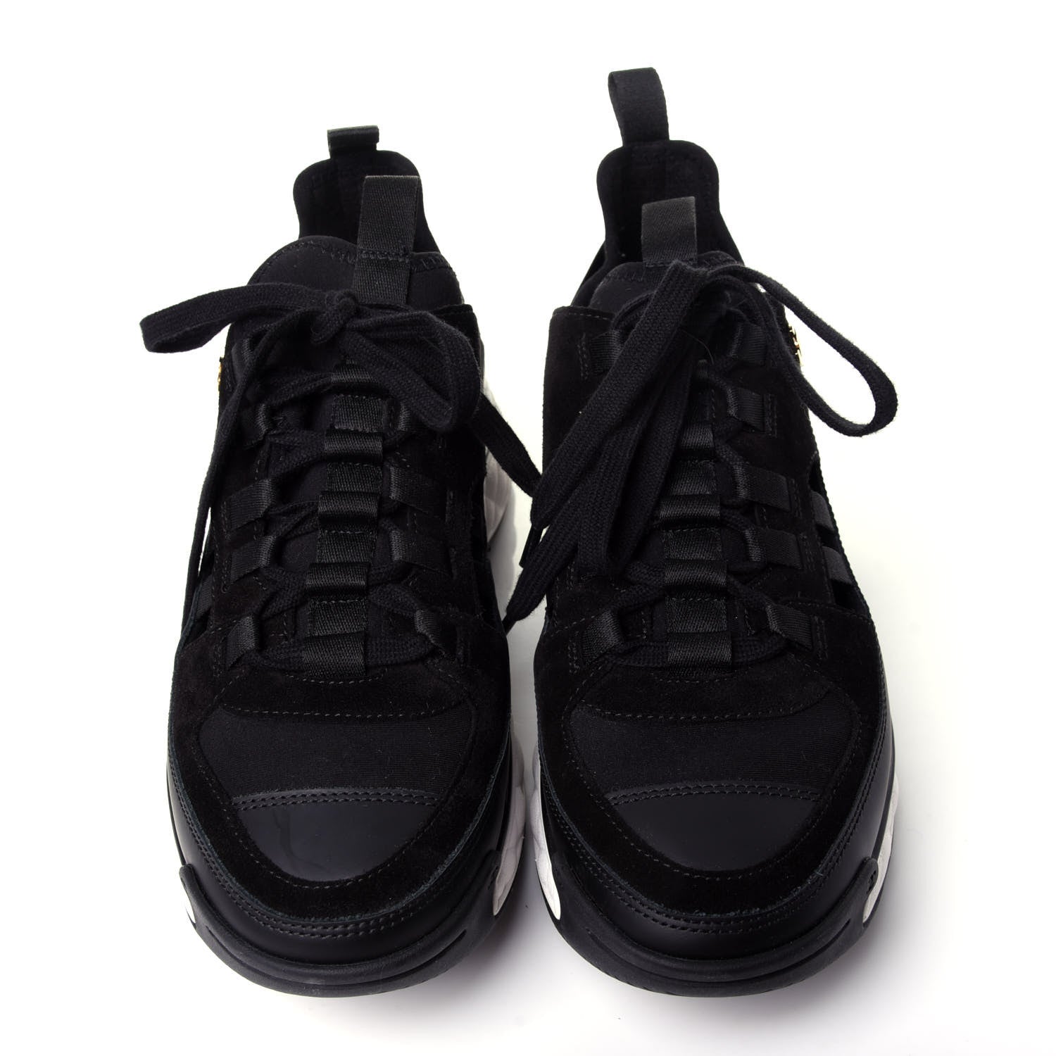 Chanel Fabric Calfskin Suede CC Sneakers 38.5 Black 5 of 11