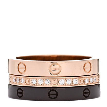 Cartier 18K Pink Gold Diamond Ceramic LOVE Ring Set 47 4 3 of 5