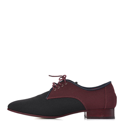 Chanel Fabric Lace Up CC Oxfords 36.5 Burgundy Black 1 of 11