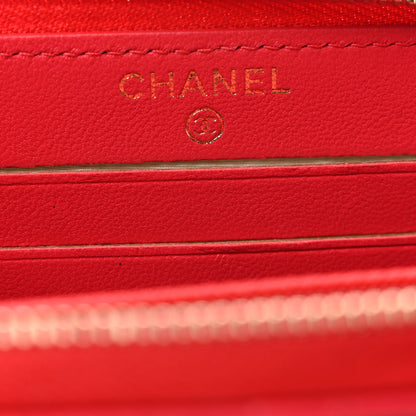 Chanel Lambskin Quilted Medium Zip Around Wallet Light Red 7 of 9