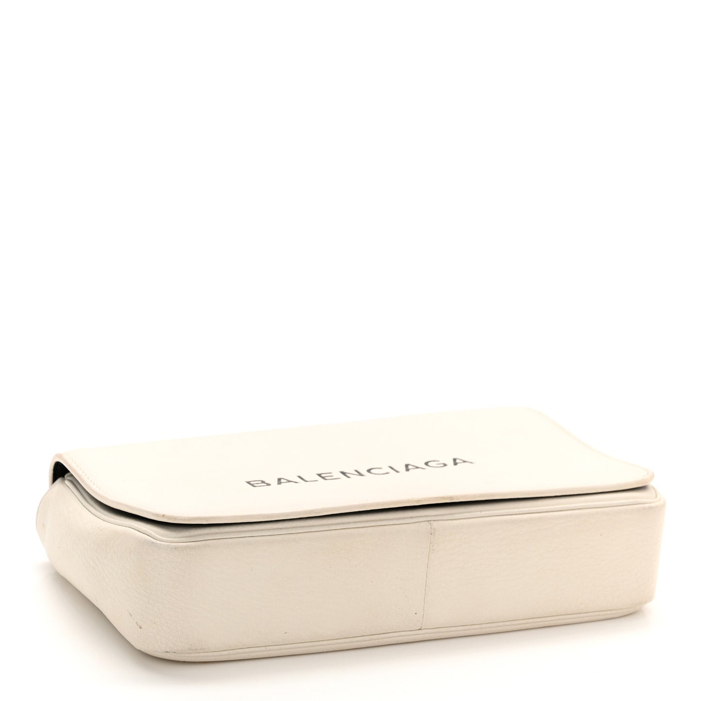 Pebbled Calfskin Chain Wallet White