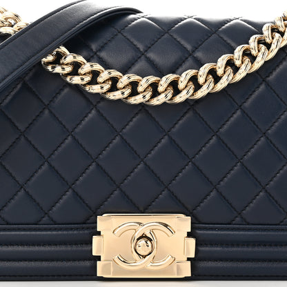 Chanel Lambskin Quilted Medium Boy Flap Dark Navy 8 of 10