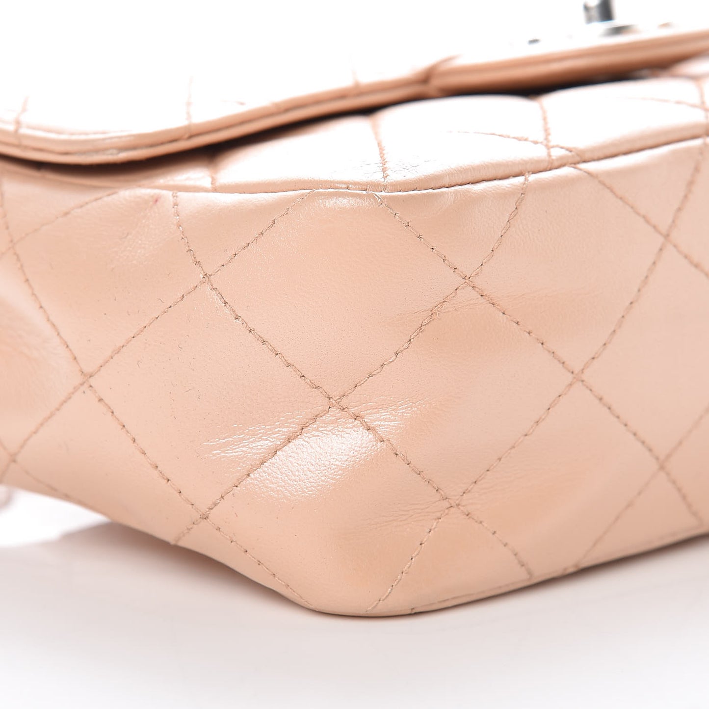 Lambskin Quilted Mini Rectangular Flap Beige