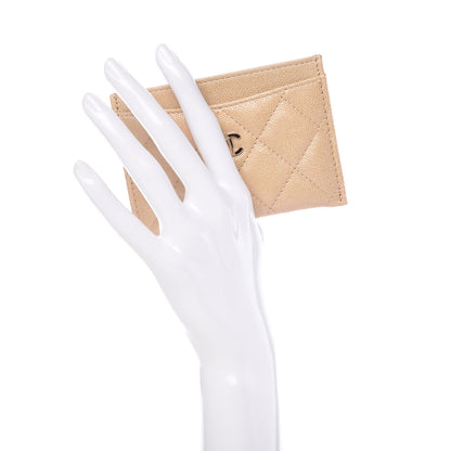 Chanel Iridescent Caviar Quilted Card Holder Beige 2 of 9