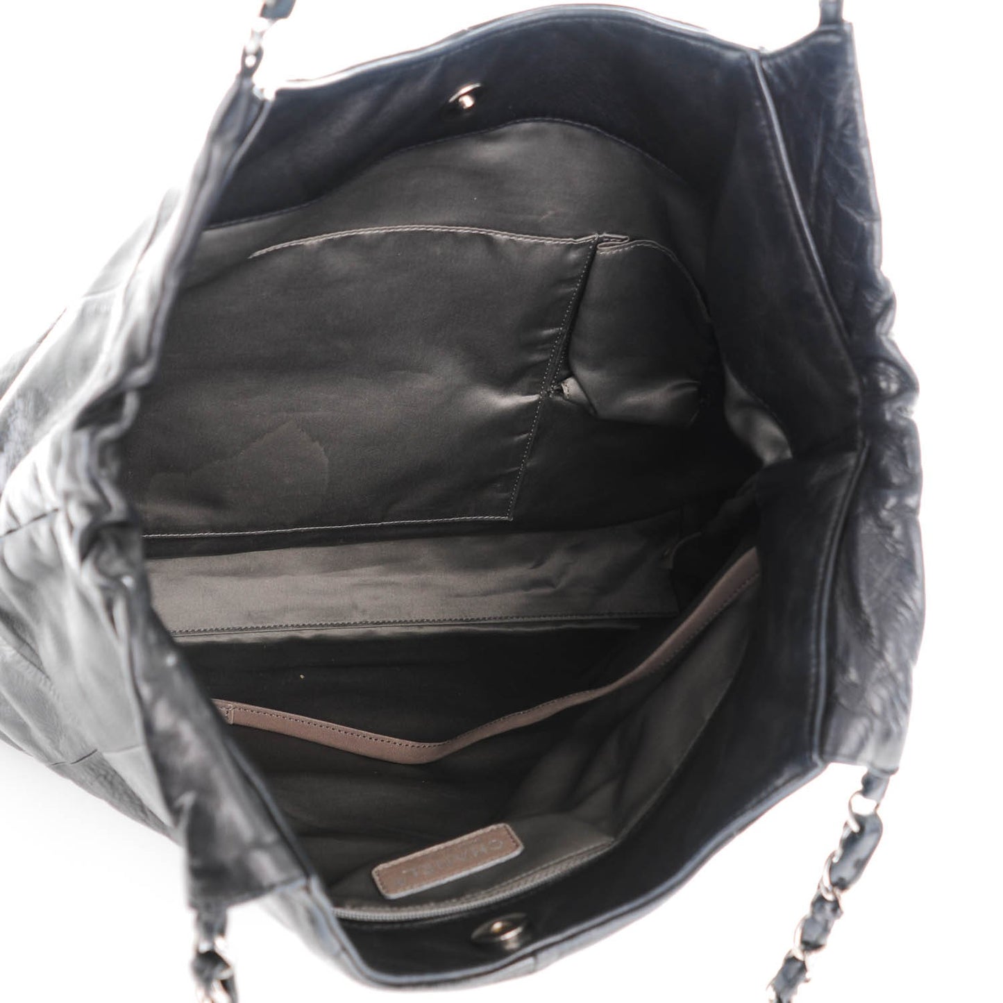 Patent Calfskin Patchwork Brooklyn Tote Black