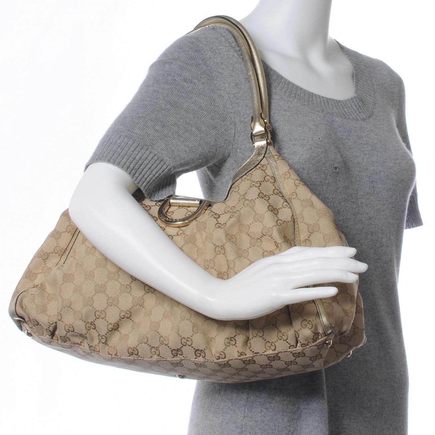 Gucci Monogram D Gold Hobo Metallic Gold 2 of 7