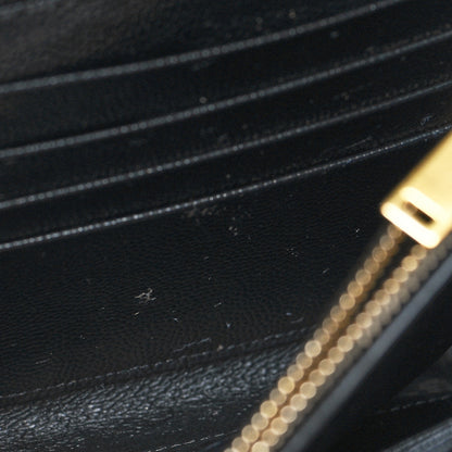 Saint Laurent Grain De Poudre Matelasse Chevron Monogram Chain Wallet Black 11 of 12