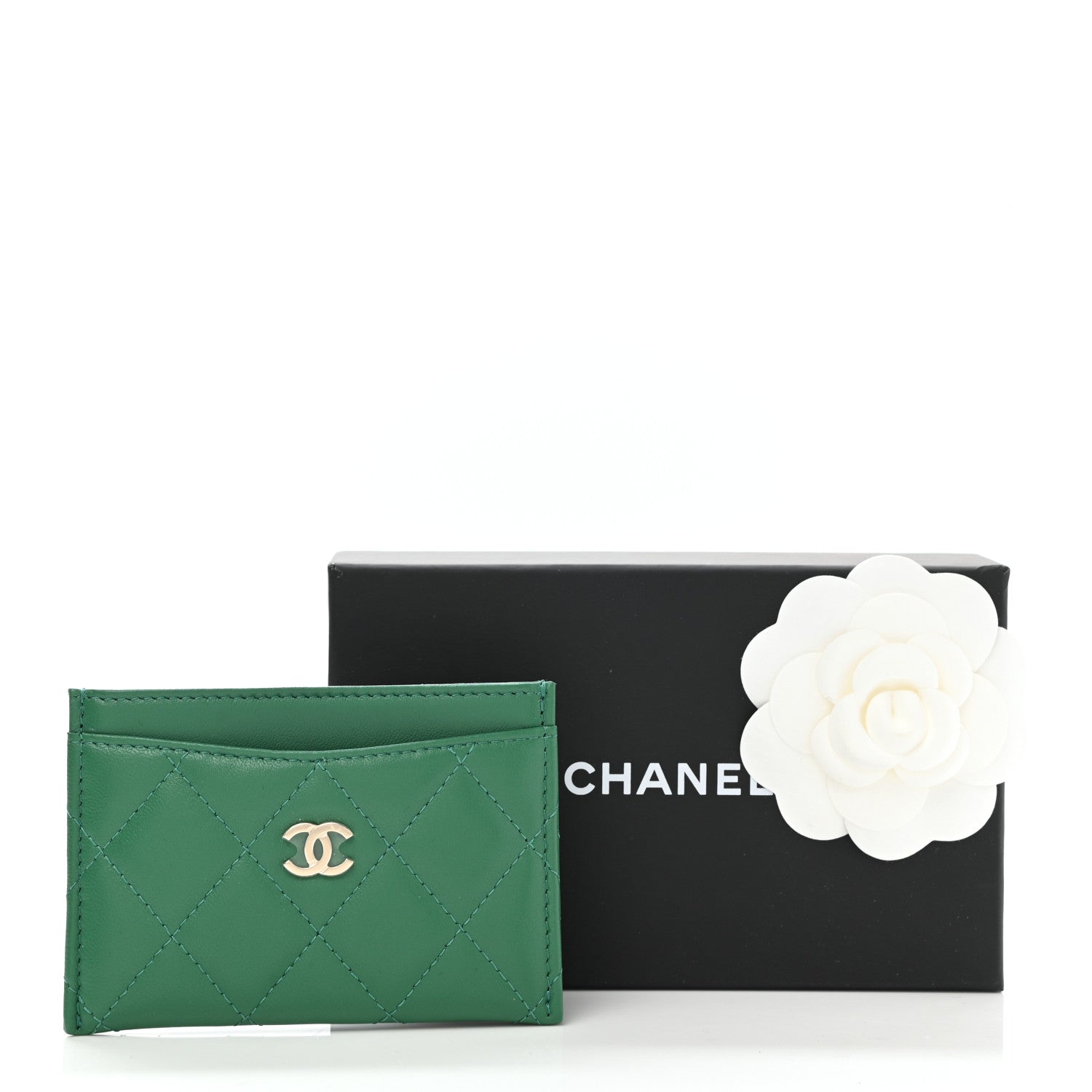 Chanel Lambskin Quilted Card Holder Green 9 of 9