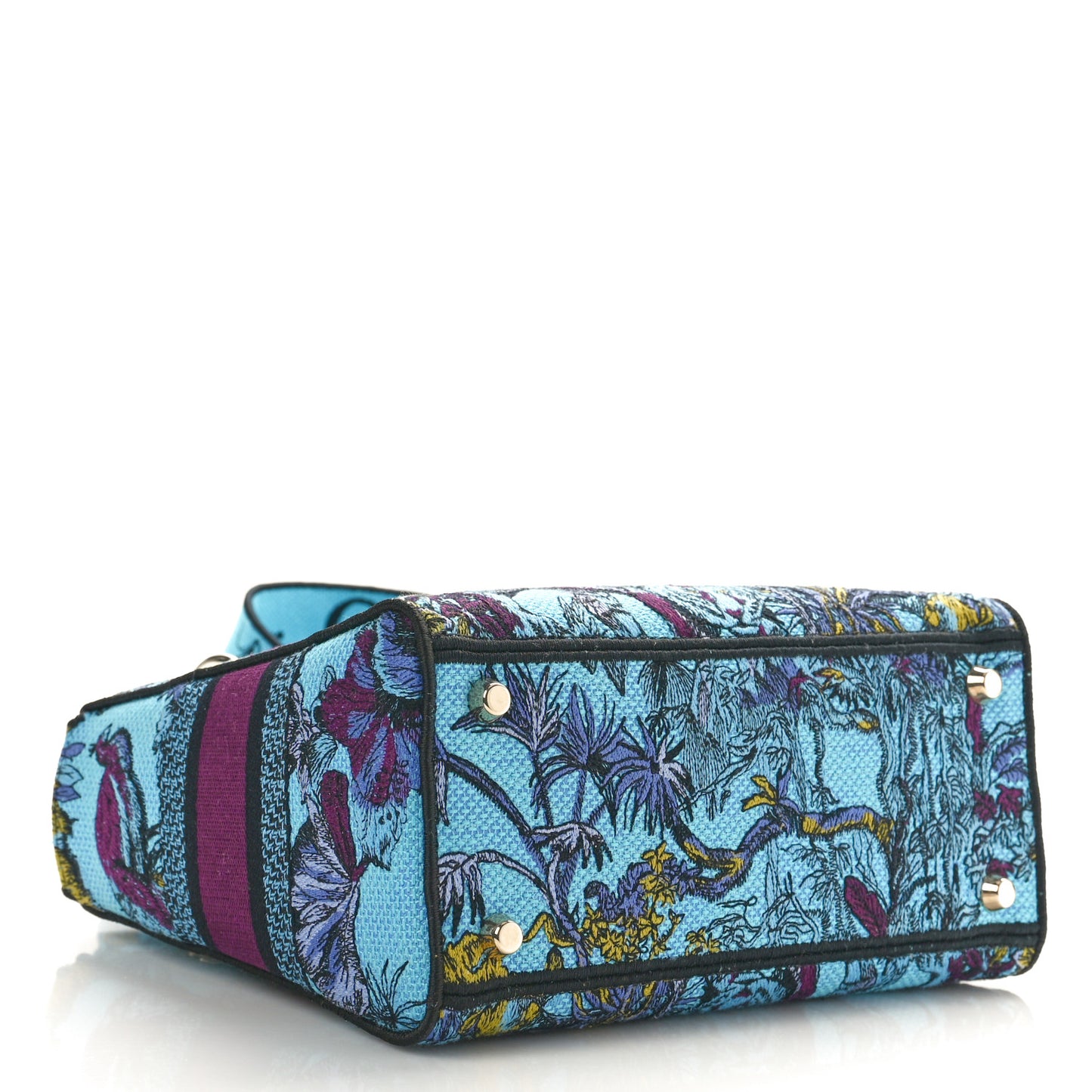 Canvas Toile de Jouy Voyage Embroidered Medium Lady D-Lite Celestial Blue