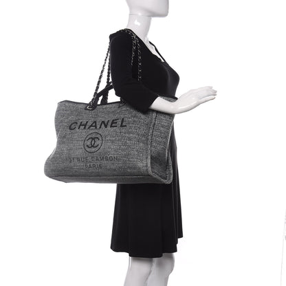 Chanel Canvas Large Deauville Tote Charcoal 2 of 9