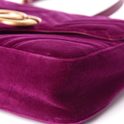Gucci Velvet Matelasse Medium GG Marmont Shoulder Bag Fuchsia Violet Cyclamen 9 of 10