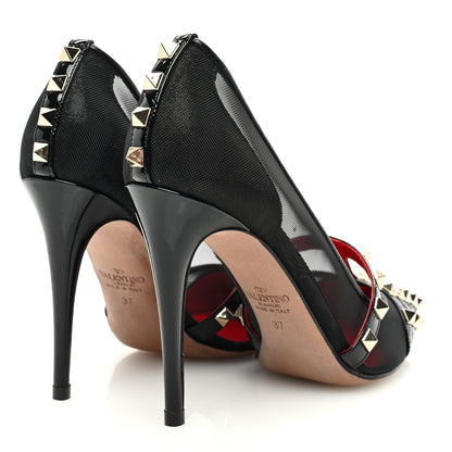 Valentino Garavani Mesh Patent Rockstud Alcove 100mm Pumps 37 Black 5 of 7