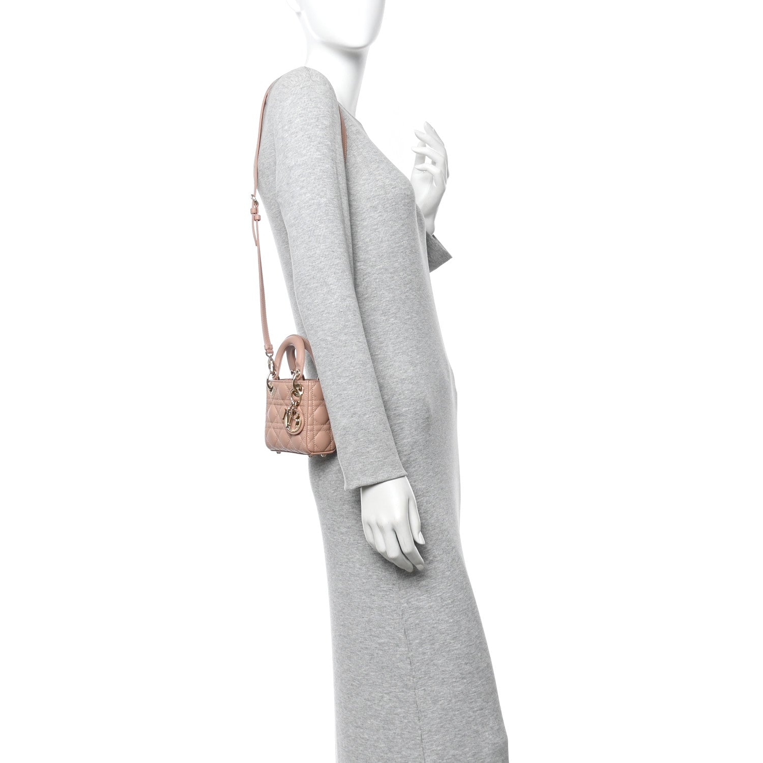 Christian Dior Lambskin Cannage Micro Lady Dior Rose Des Vents 2 of 10
