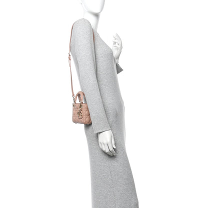 Christian Dior Lambskin Cannage Micro Lady Dior Rose Des Vents 2 of 10