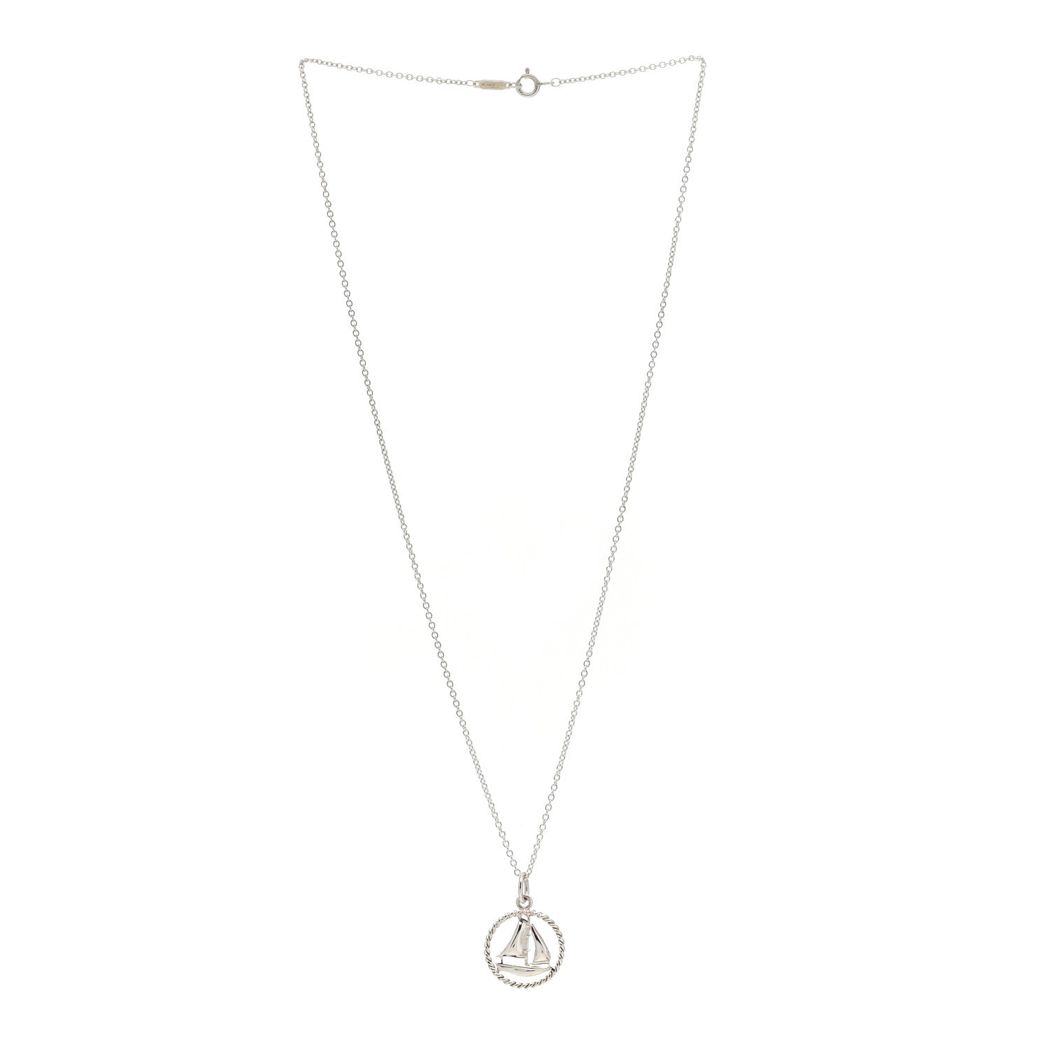 Tiffany Sterling Silver Twist Sailboat Charm Necklace 3 of 4