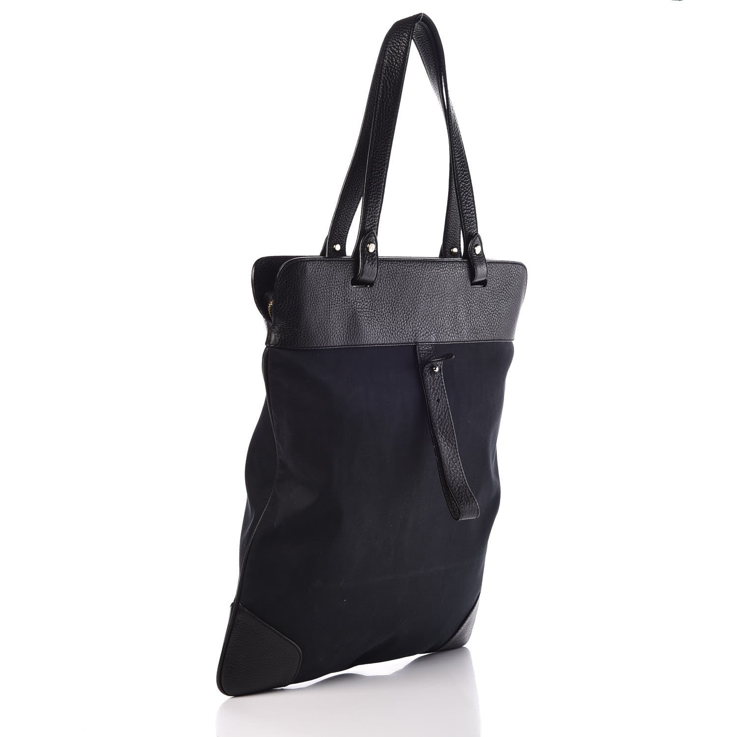 Burberry Canvas Calfskin Crest Embossed Flat Tote Black 3 of 8