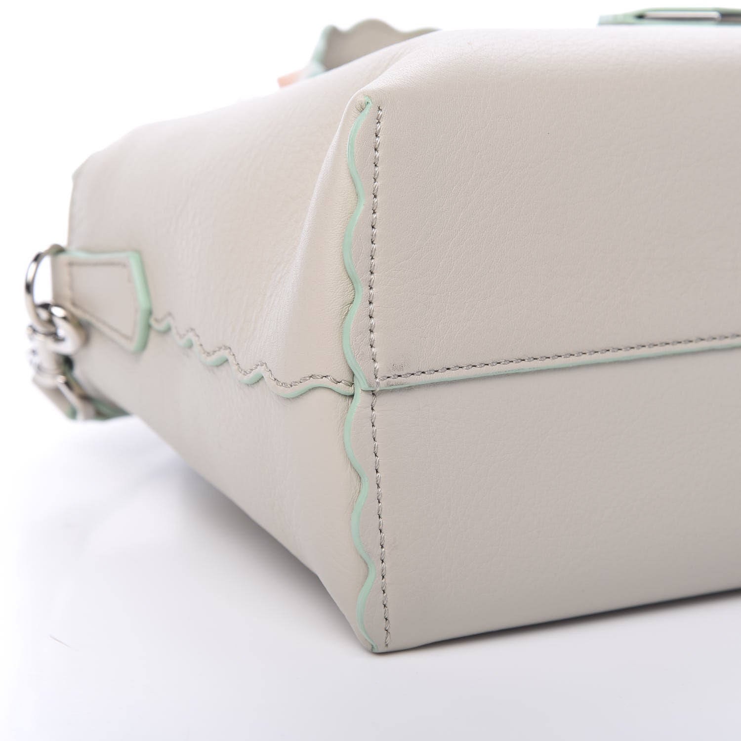 Fendi Vitello Dolce Scalloped Studded Medium By The Way Boston Bag Latte 7 of 9