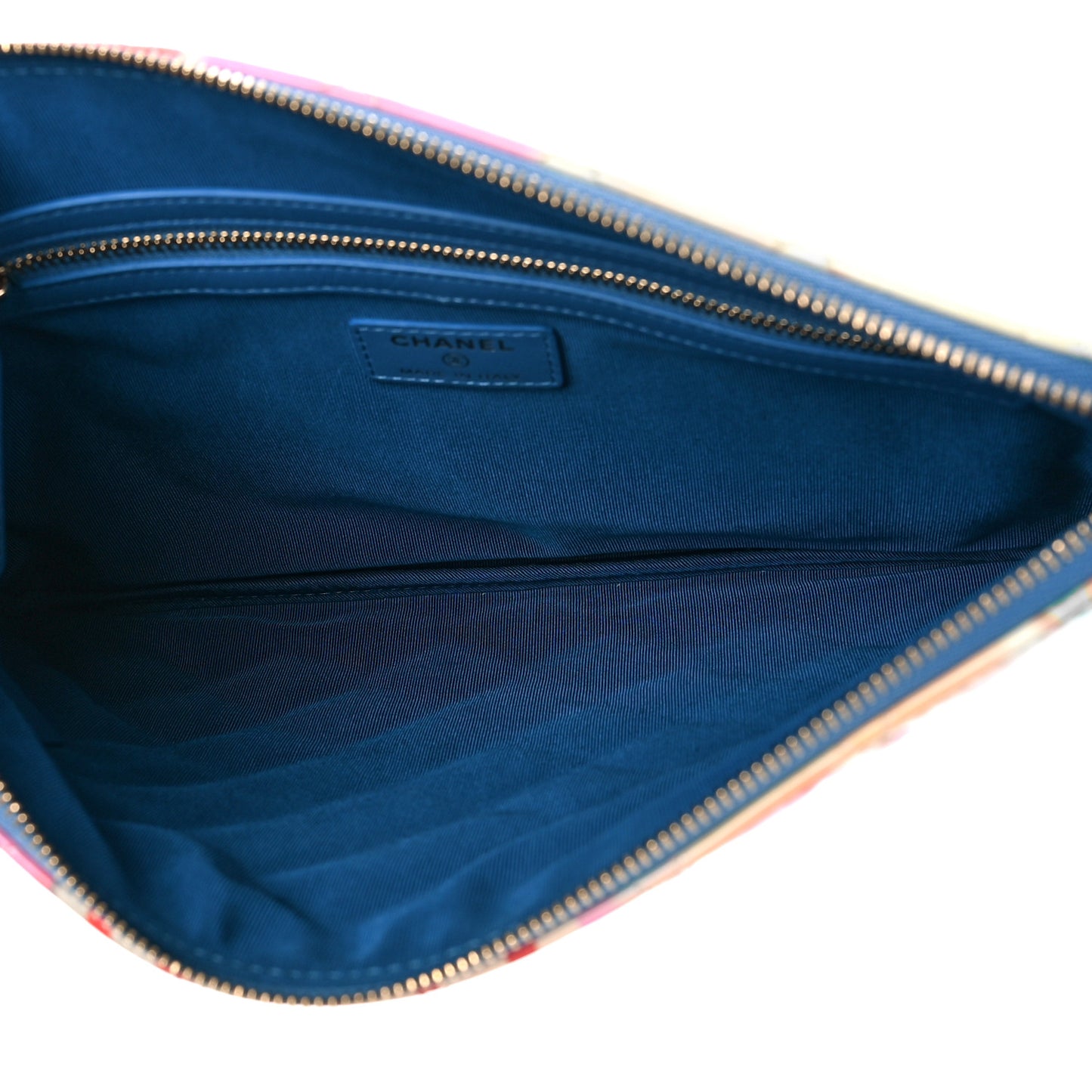 Patent Calfskin Printed Quilted Medium Cosmetic Case Multicolor