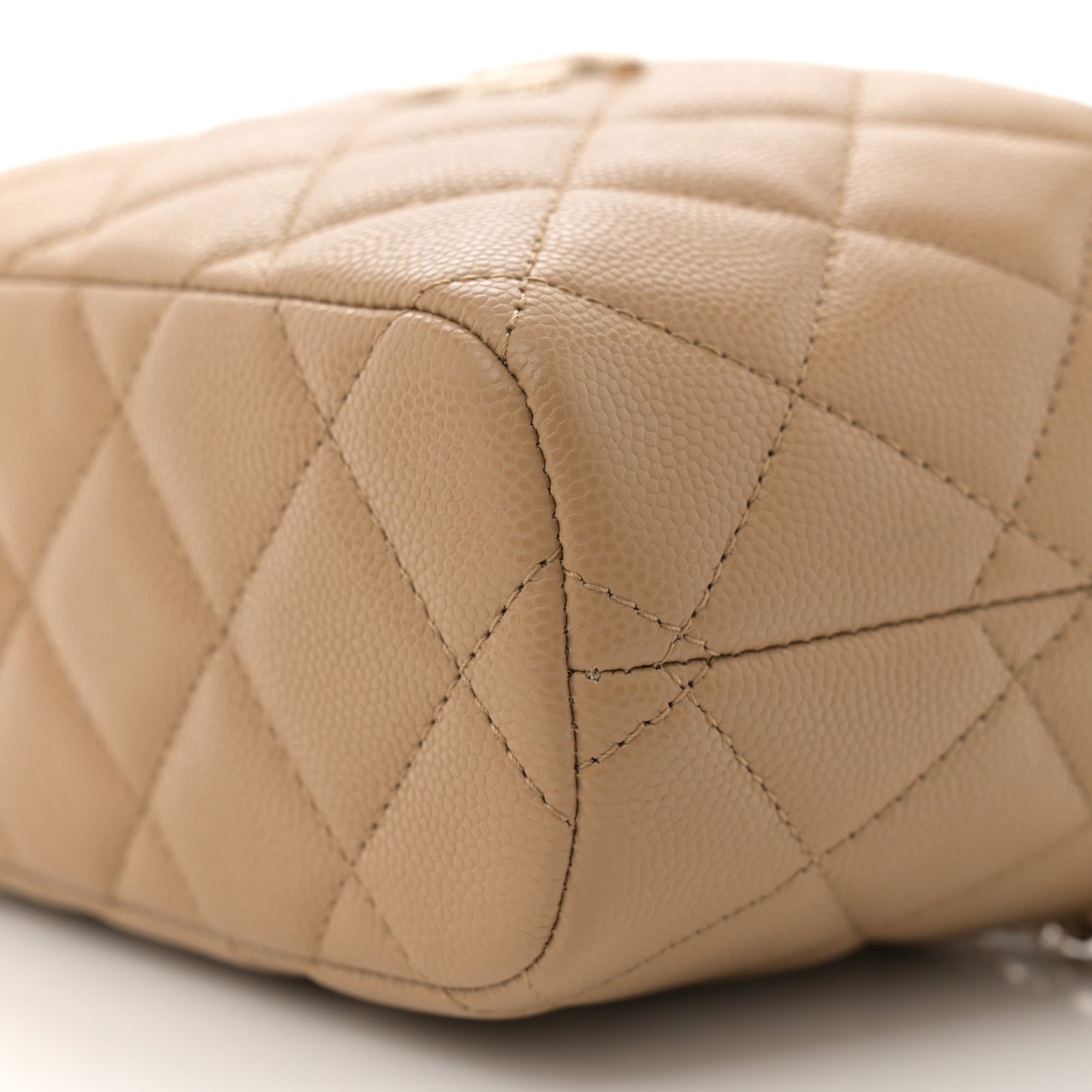 Caviar Quilted Hobo Dark Beige