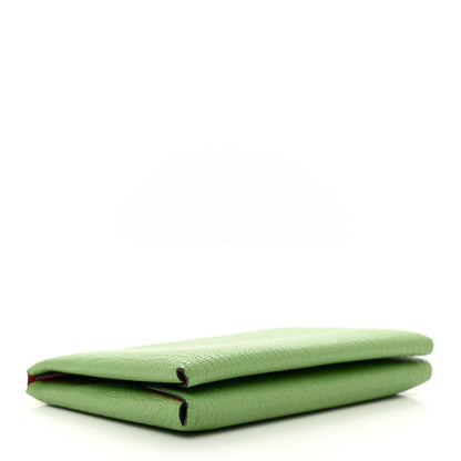 Hermes Chevre Mysore Verso Calvi Duo Card Case Vert Criquet Rose Lipstick 4 of 9