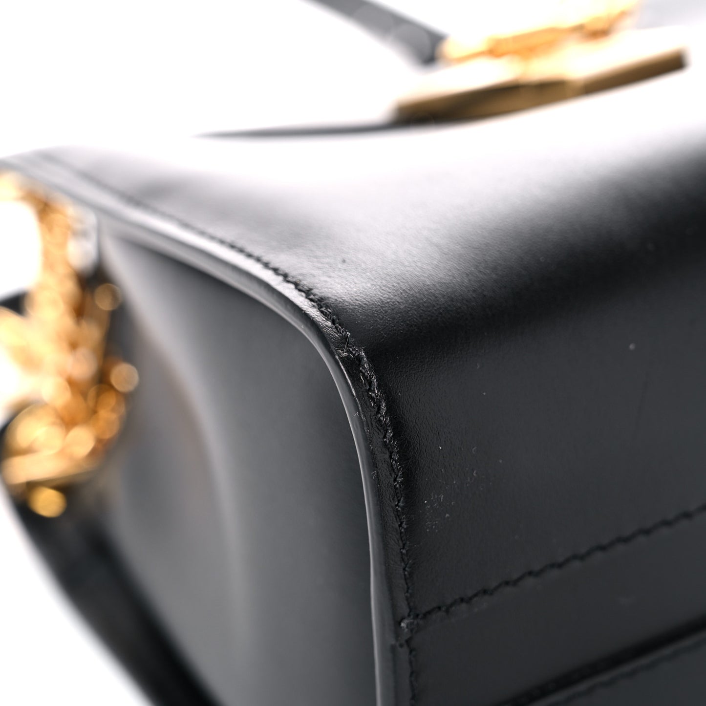 Shiny Calfskin Mini Annie Shoulder Bag Black
