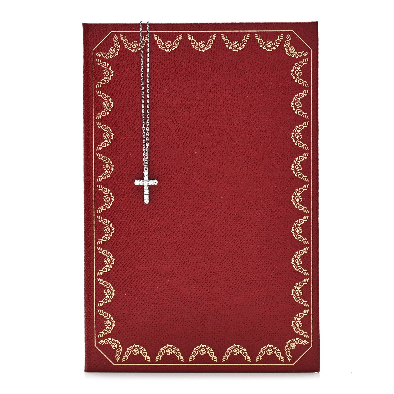 Cartier 18K White Gold Diamond Symbols Cross Pendant Necklace 5 of 5