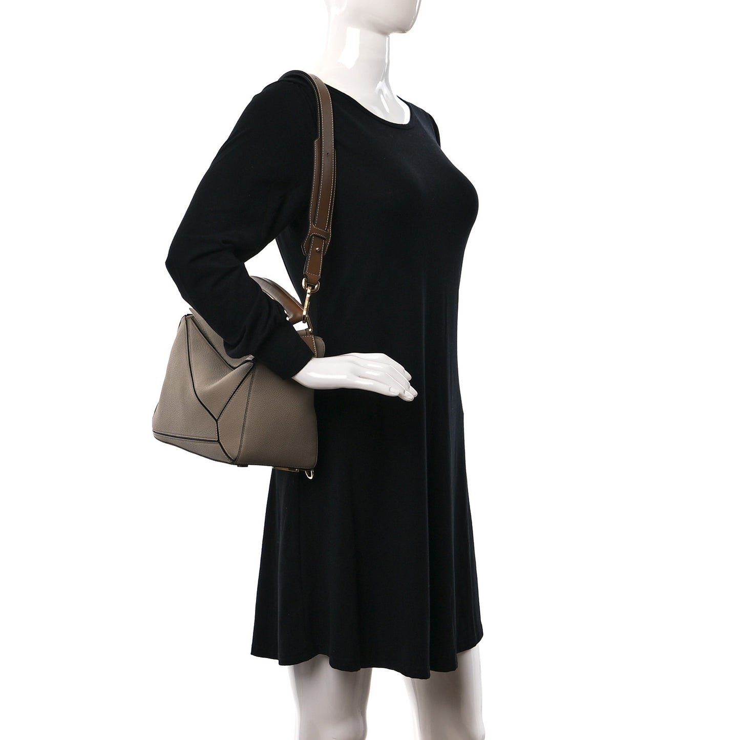 Calfskin Medium Puzzle Bag Sand Mink