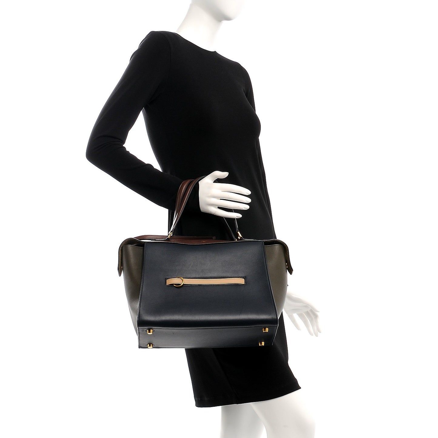 Smooth Calfskin Small Tri-Color Ring Bag Navy