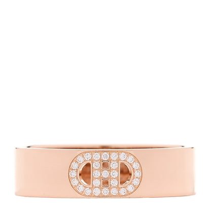 Hermes 18K Rose Gold Diamond PM H D'Ancre Ring 58 8.5 1 of 4