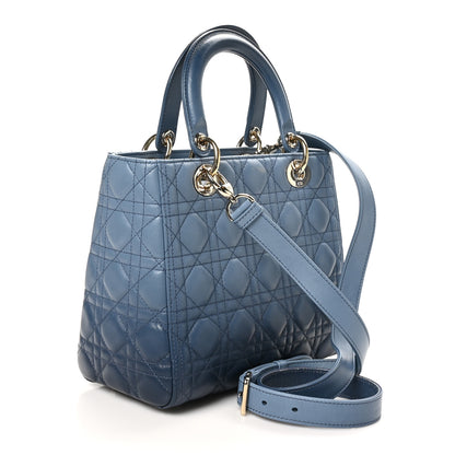 Christian Dior Lambskin Cannage Gradient Medium Lady Dior Blue 3 of 13