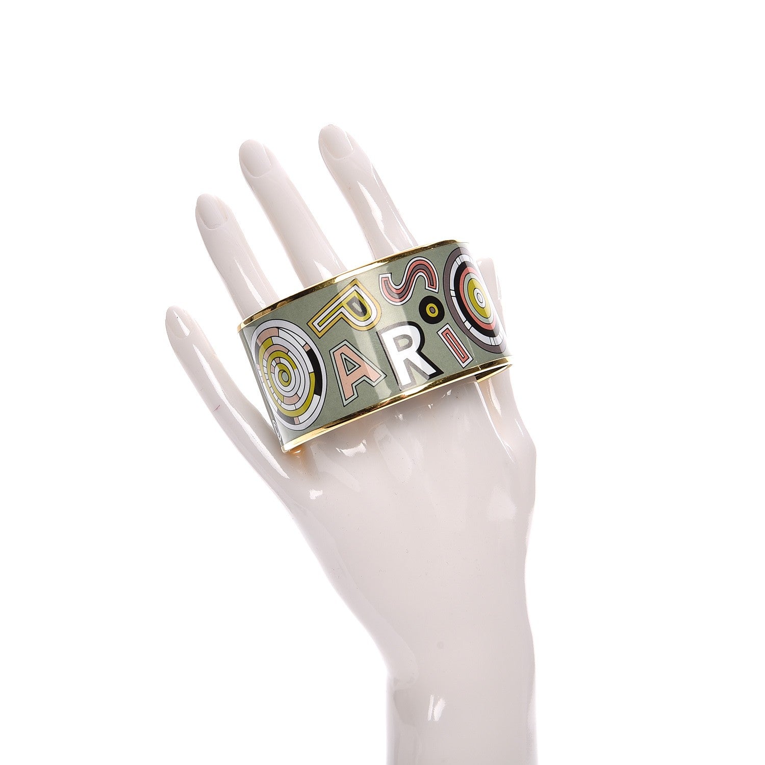 Hermes Enamel Printed Tohu Bohu Extra Wide Bracelet 70 Amande 2 of 6