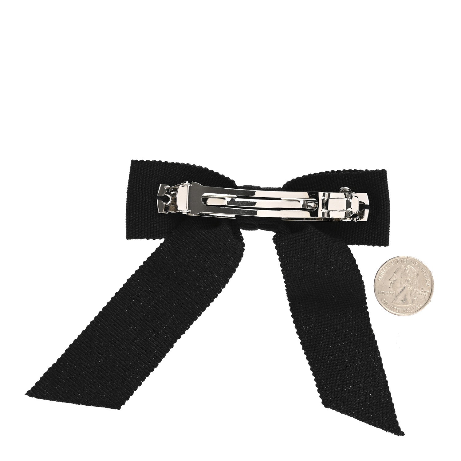 Chanel Grosgrain Bow CC Hair Clip Black 2 of 3