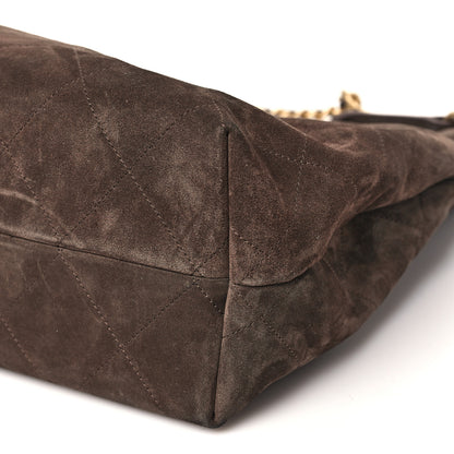 Chanel Suede Calfskin Lambskin Quilted Maxi Hobo Dark Brown 11 of 11