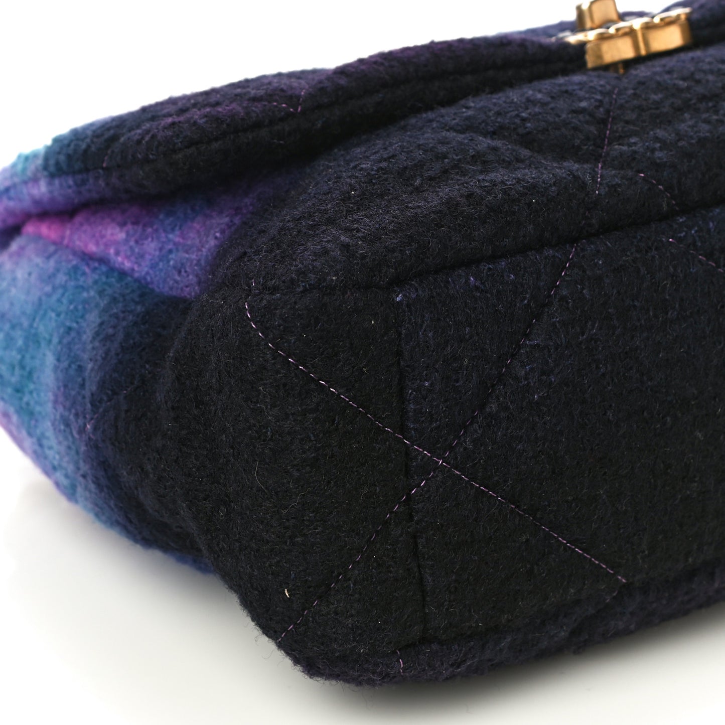 Wool Tweed Quilted Large Chanel 19 Flap Purple Black Blue