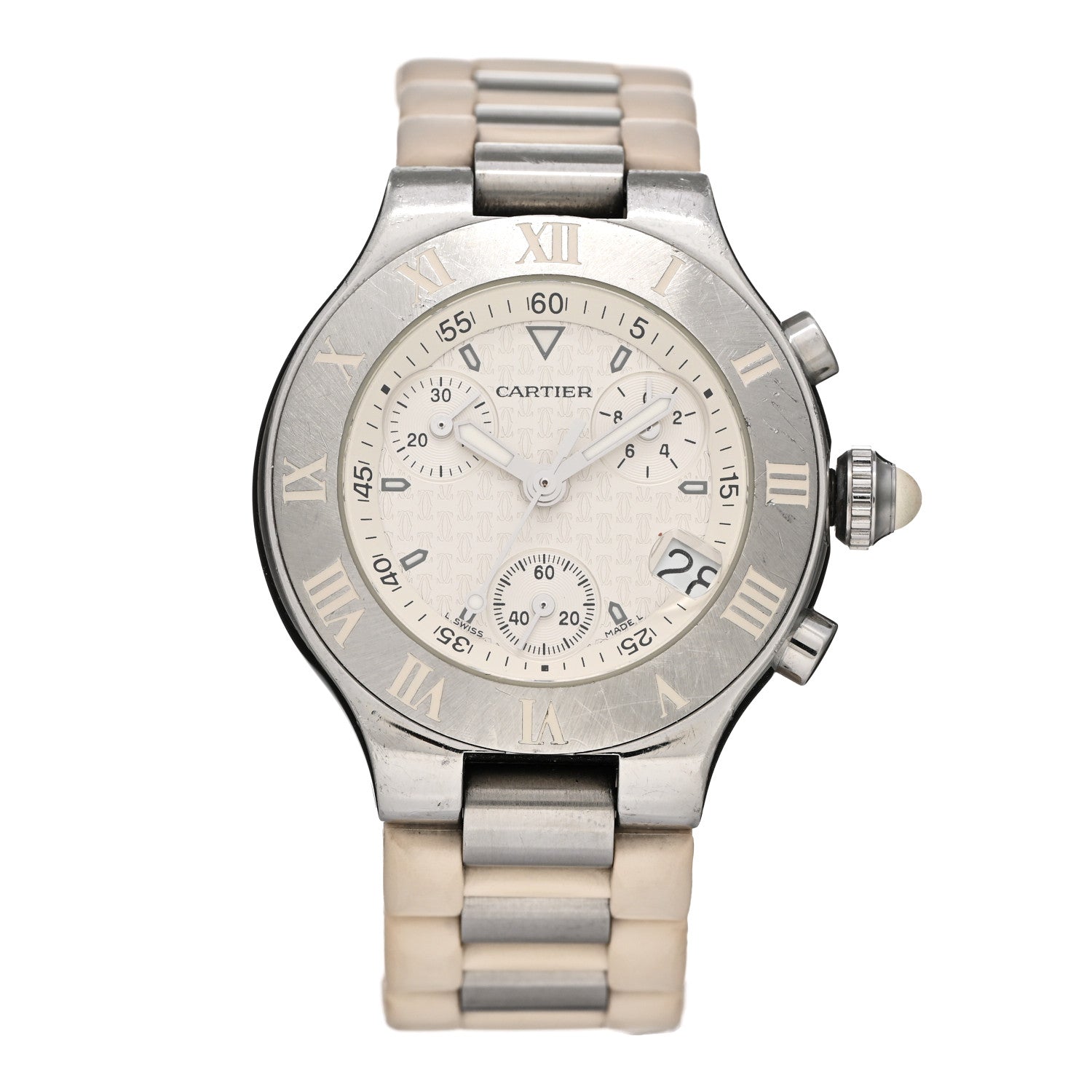 Cartier Stainless Steel Rubber 32mm Must 21 Chronoscaph Quartz Watch 1 of 4