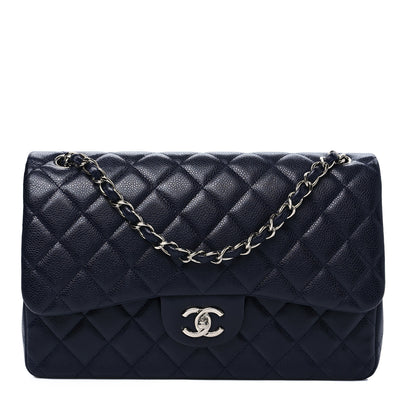 Chanel Caviar Quilted Jumbo Double Flap Navy Blue 1 of 8