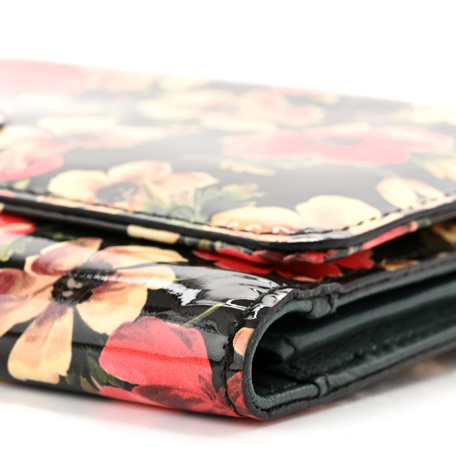 Dolce & Gabbana Patent Floral Print Wallet On Chain Black Multicolor 9 of 9