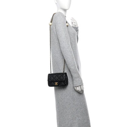 Chanel Lambskin Quilted Pearl Small Flap Black 2 of 11