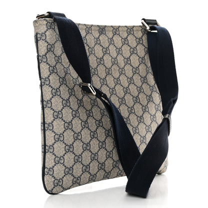 Gucci GG Supreme Monogram Small Flat Side Zip Messenger Bag Beige Blue 3 of 12