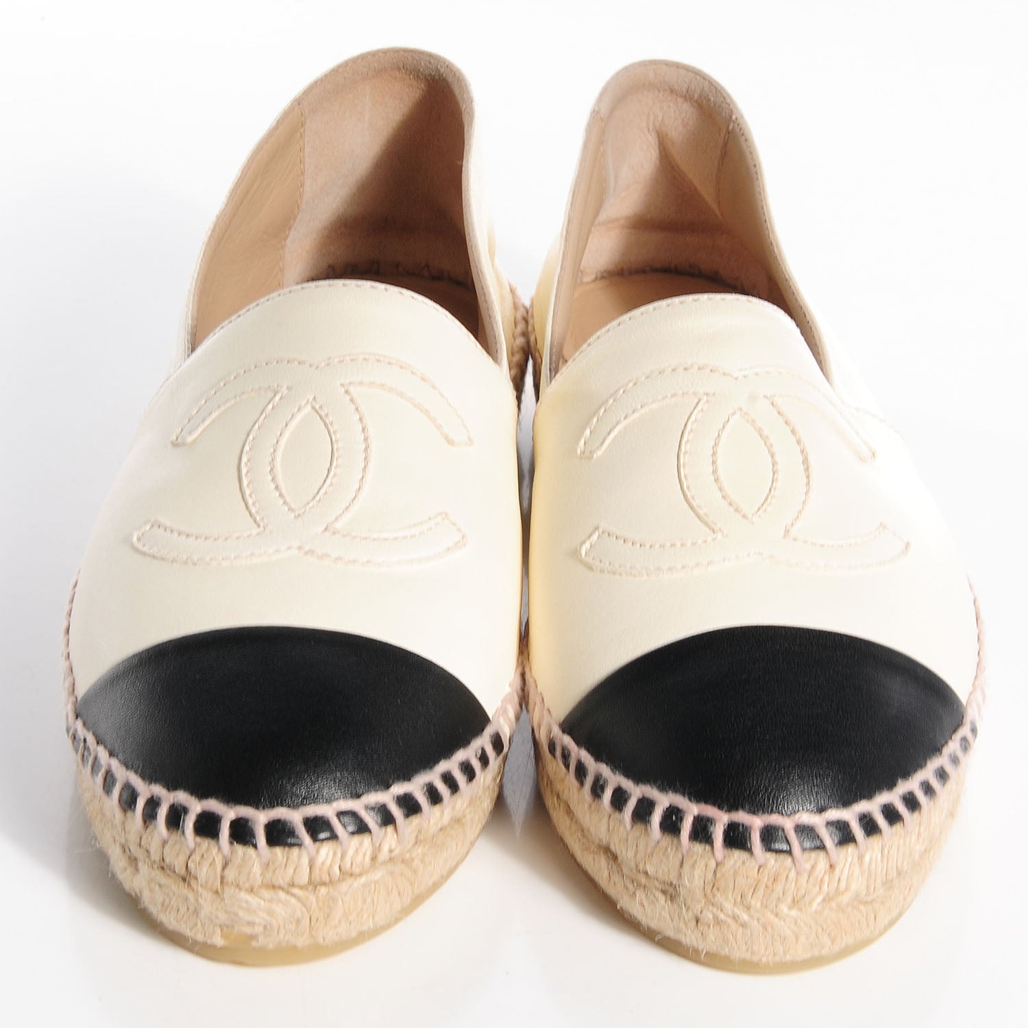 Chanel Lambskin Espadrilles White Black 37 2 of 5